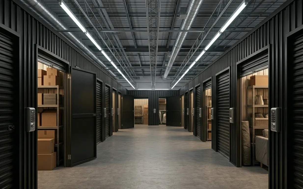 Intérieur d'un centre de stockage DUBA Box propre et sécurisé